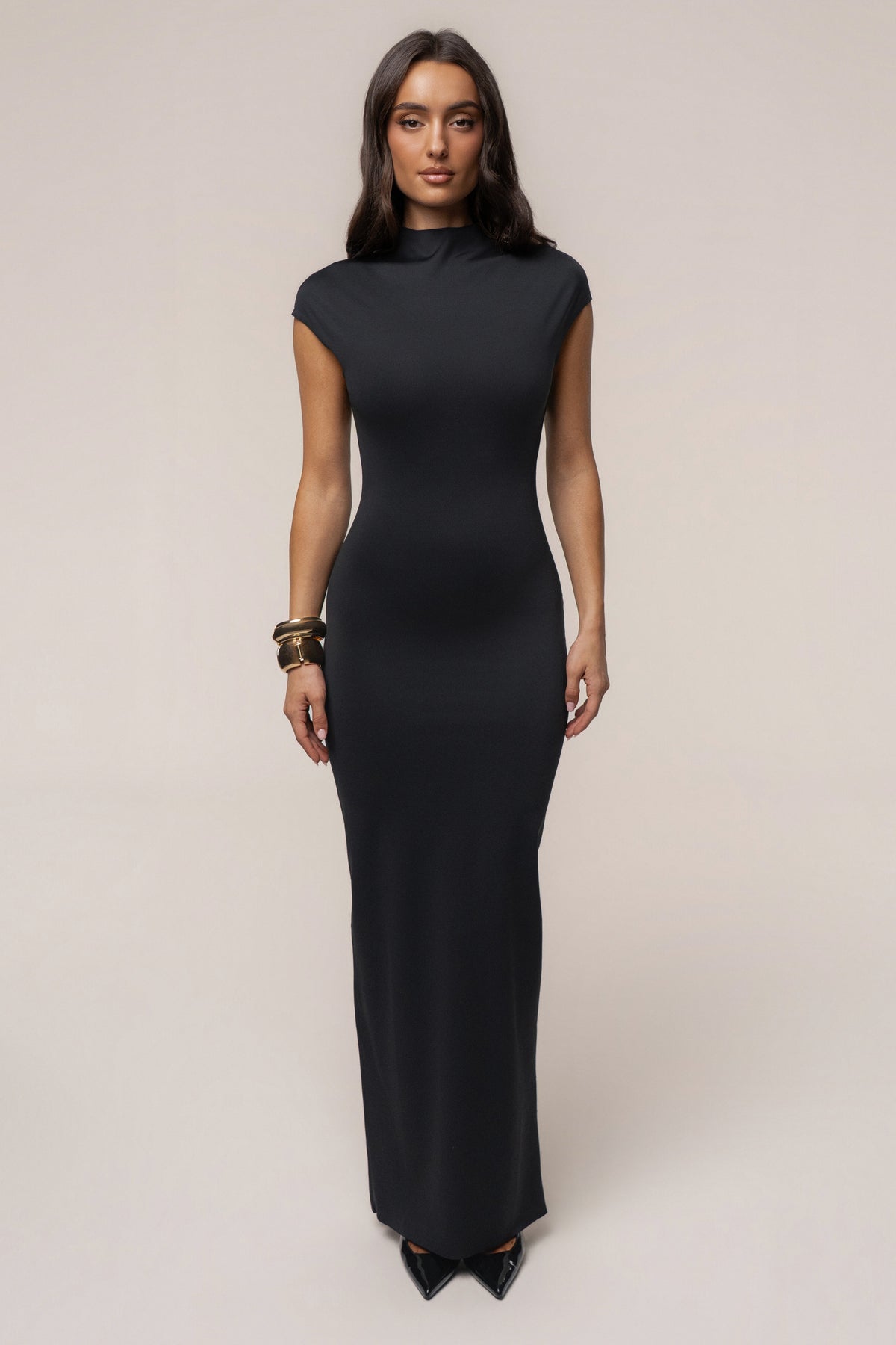 Black Margot Mock Neck Dress