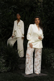 Ivory Organza Floral Pant